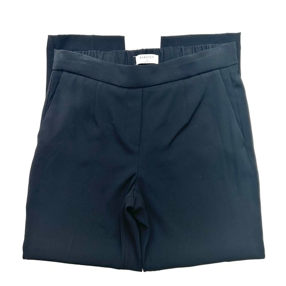 Aritzia Babaton Cohen Trouser Cropped Pleated Dress Pant Jogger Black Crepe Sz 4 - Picture 8 of 13